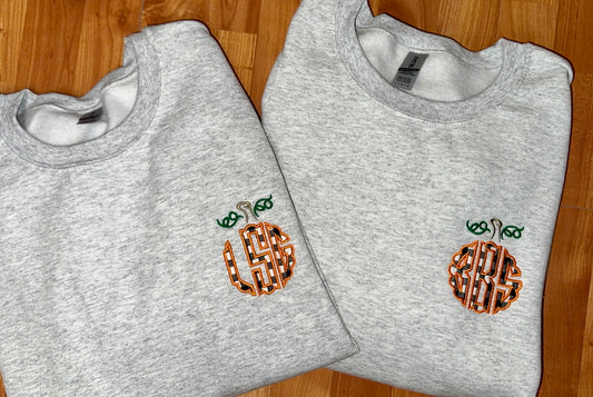 Pumpkin Applique Monogram Sweatshirt