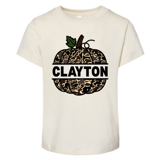 Old School Pumpkin with Name Short Sleeve